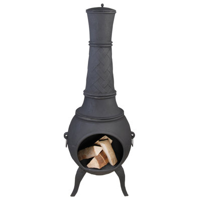 Millwood Pines Hundley Terrace Heater Cast Iron Wood Burning Chiminea