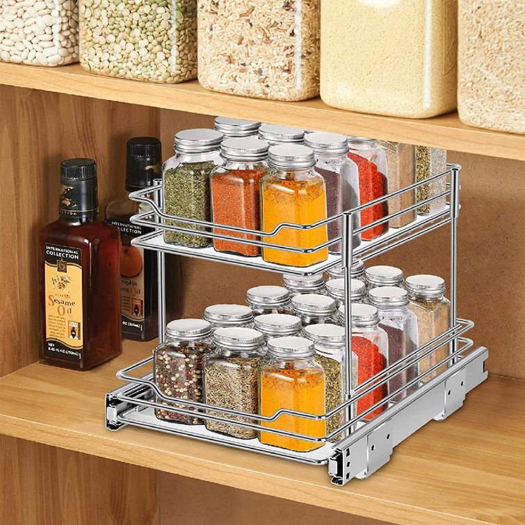 Pull Out Spice Rack Organizer,Seasoning Rackr For Cabinet 2 Tier Kitchen  Cabinet Organizers And Pantry Closet Storage Shelf For Spices, Sauces,  Food, ...