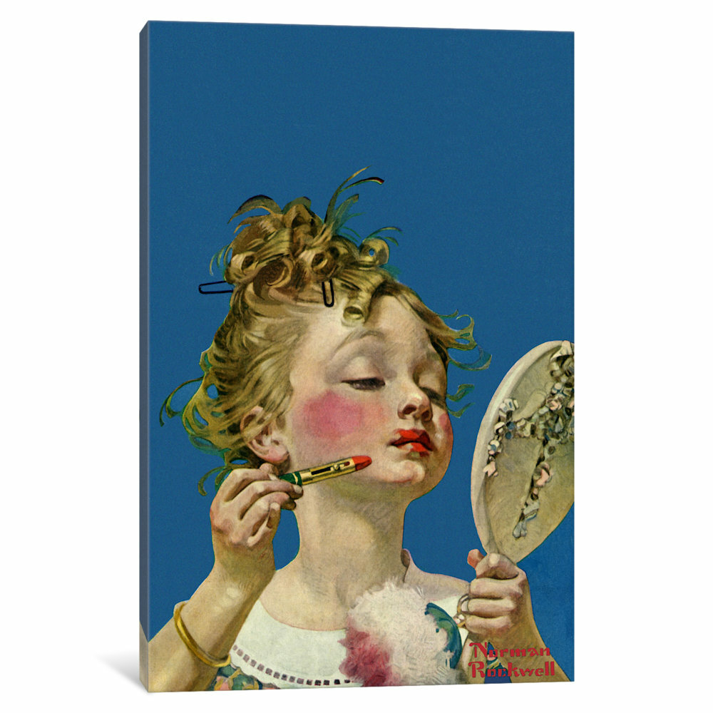 Vault W Artwork Little Girl With Lipstick By Norman Rockwell Painting Print On Wrapped Canvas Reviews Wayfair