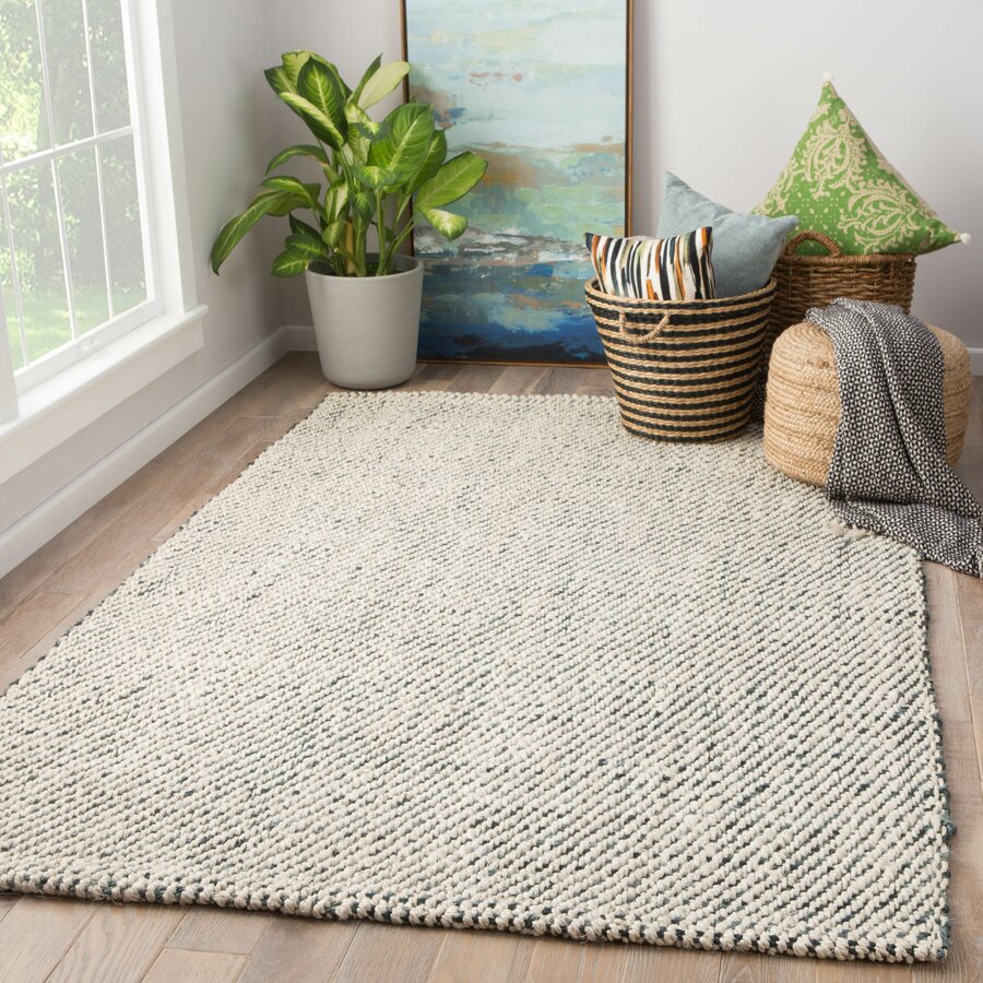 Striped Handwoven Jute White/Gray Area Rug