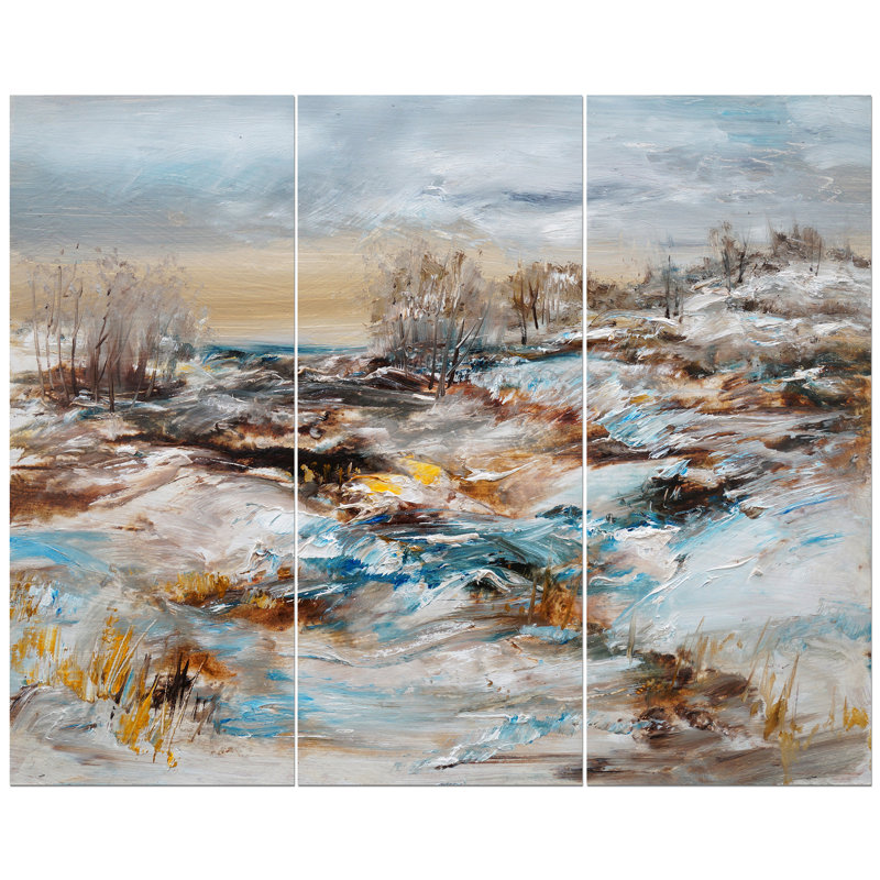 East Urban Home Winter Season With Trees Oil Painting Print