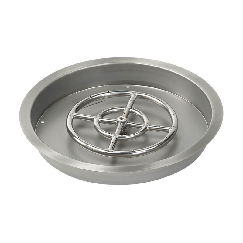 American Fireglass Round Stainless Steel Drop In Pan With Spark