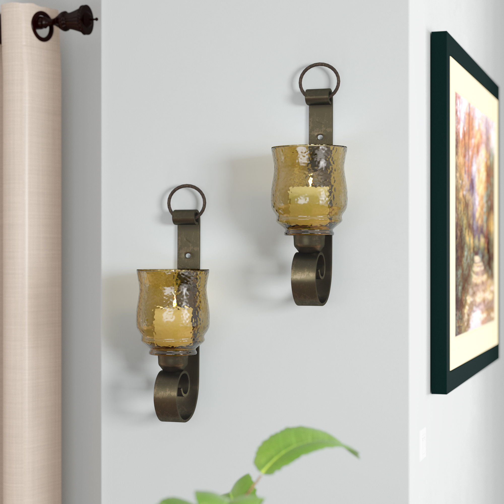 Darby Home Co Reitman Iron And Glass Small Wall Sconces Darby Home Co Reitman Iron And Glass Small Wall Sconces