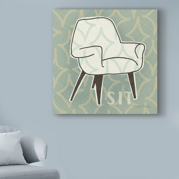 Ebern Designs Retro Chair I Sit Graphic Art Print On Wrapped
