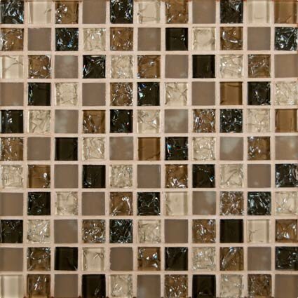 Pacific Dunes Mounted Blend Glass Mosaic Tile In Brown