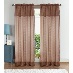 Anise Textured Solid Sheer Rod Pocket Single Curtain Panel