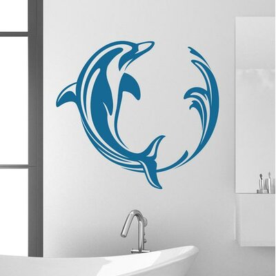 Dolphin Swirl Wall Decal Style and Apply Color: Gray, Size: 42