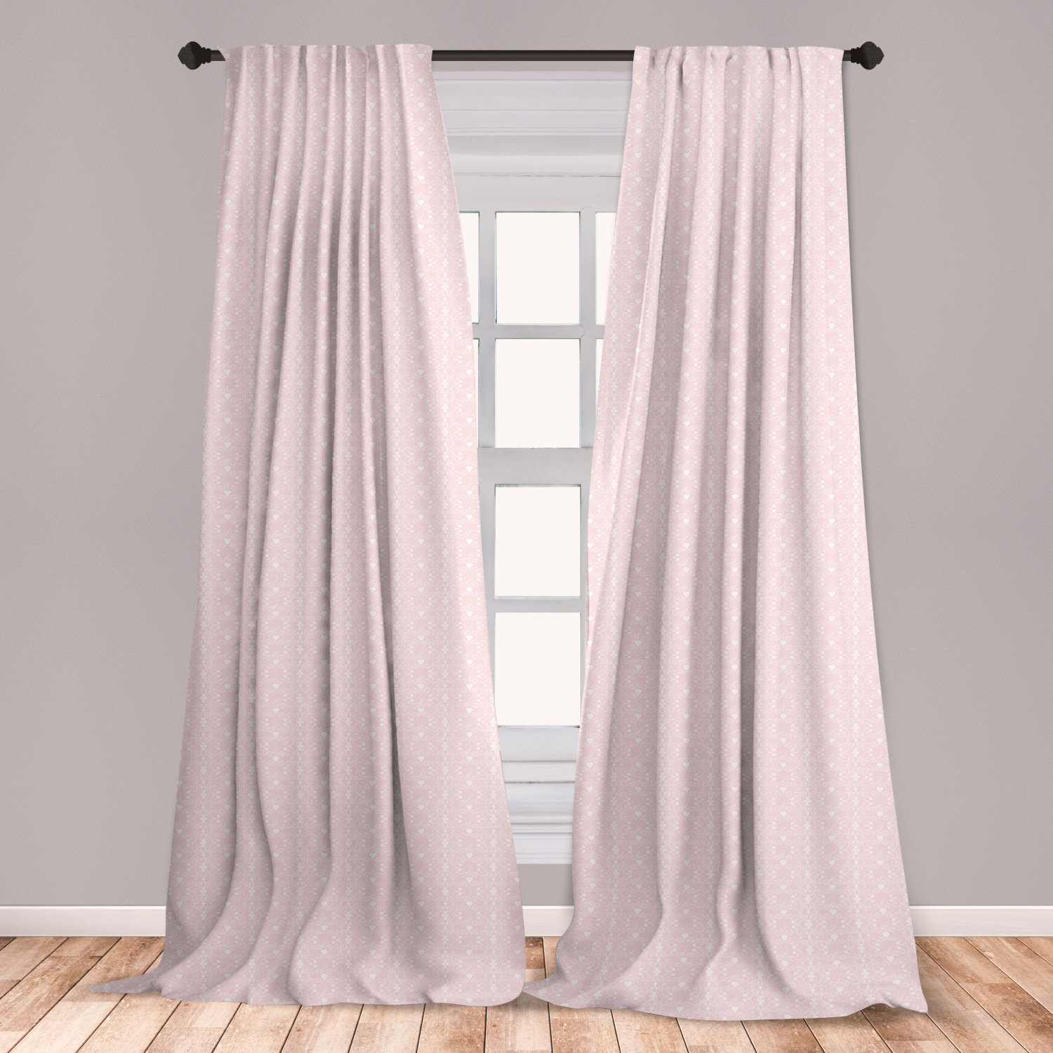 East Urban Home Ambesonne Pink And White Window Curtains