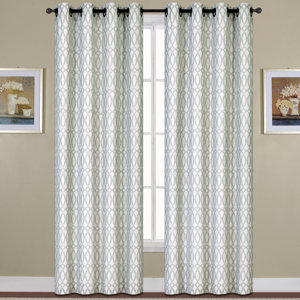 Oakland Geometric Semi Sheer Grommet Single Curtain Panel