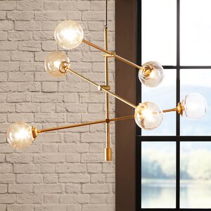 Bensley Antique Gold 6-Light Oversized Bulbs Sputnik Chandelier
