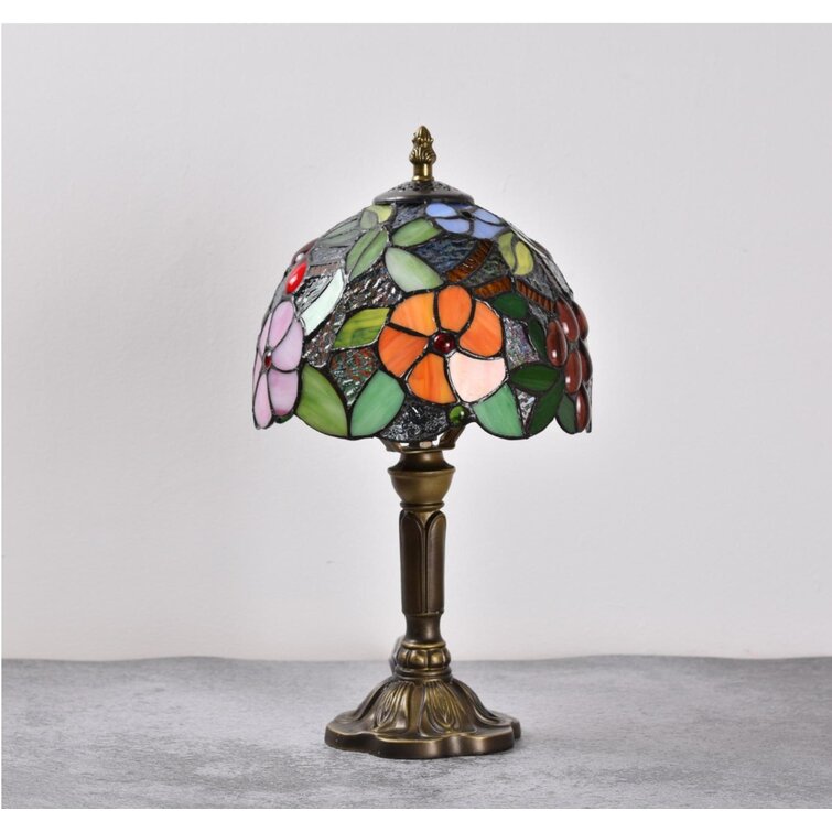 Canora Grey Tiffany Lamp For Living Room ,Table Top Stained Glass Bedside  Table Lamp For Bedroom, High Quality Resin Base, 15