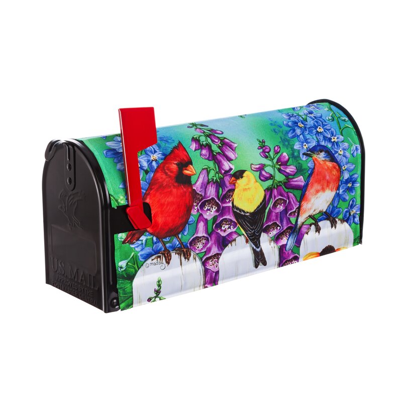 Evergreen Flag & Garden Birds on Fence Mailbox Cover | Wayfair