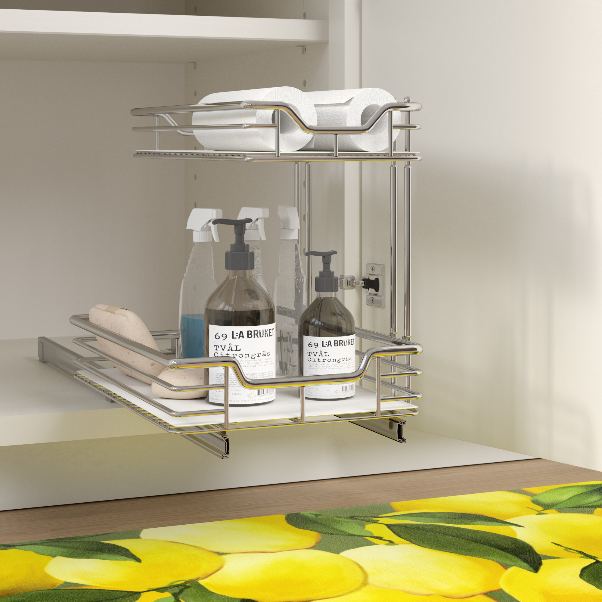 Rebrilliant 2 Tier Under Sink Shelf Sliding Pull Out Drawer