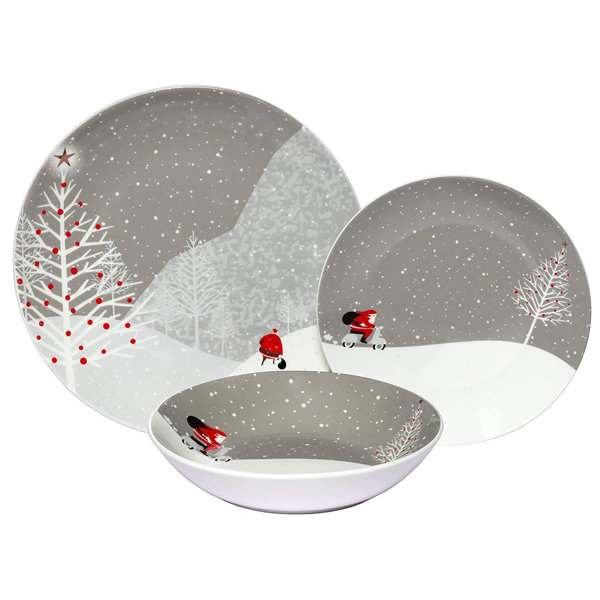 Melange 18 Piece Melamine Dinnerware Set Santa Comes Home