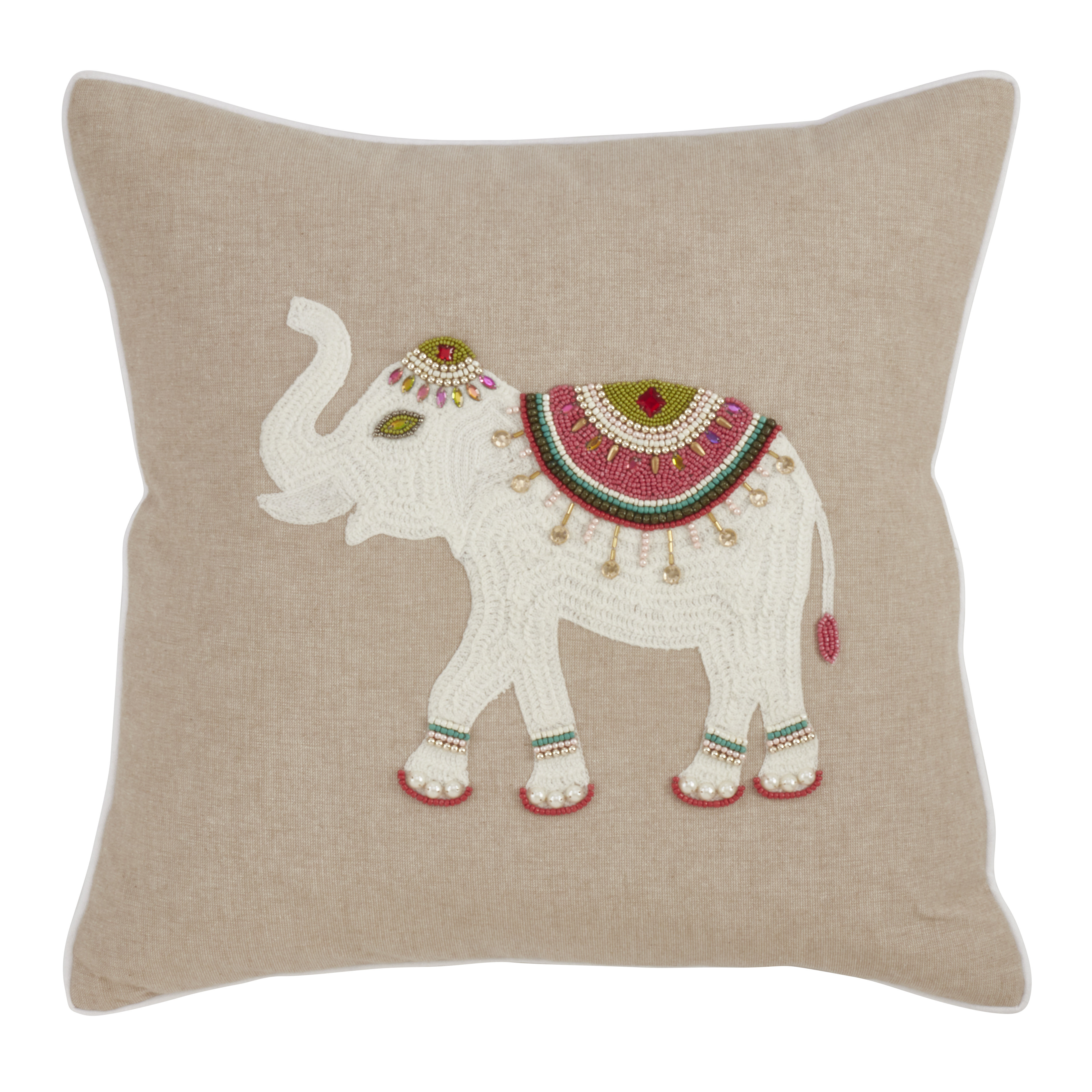 Bungalow Rose Warnke Poly Filled Elephant Embroidery Beaded Throw