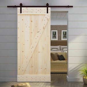 Solid Wood Panelled Knotty Pine Slab Interior Barn Door