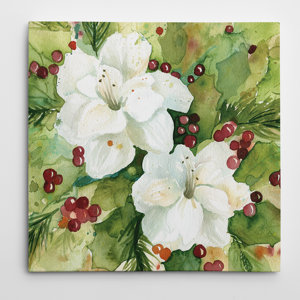 'Watercolor Holly' Painting Print on Wrapped Canvas