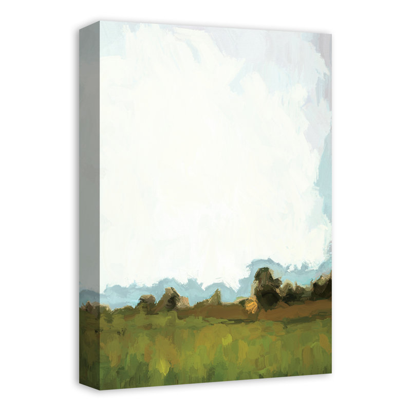 Abstract Green Field Landscape Wrapped Canvas Painting Print