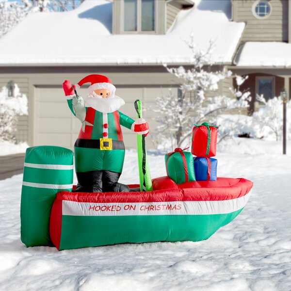 The Holiday Aisle Christmas Santa Claus Fishing Inflatable & Reviews ...