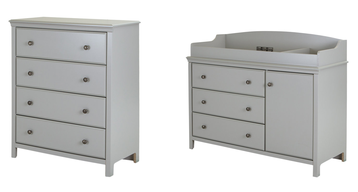 South Shore Cotton Candy 2 Piece Changing Table and 4 Drawers Chest Set