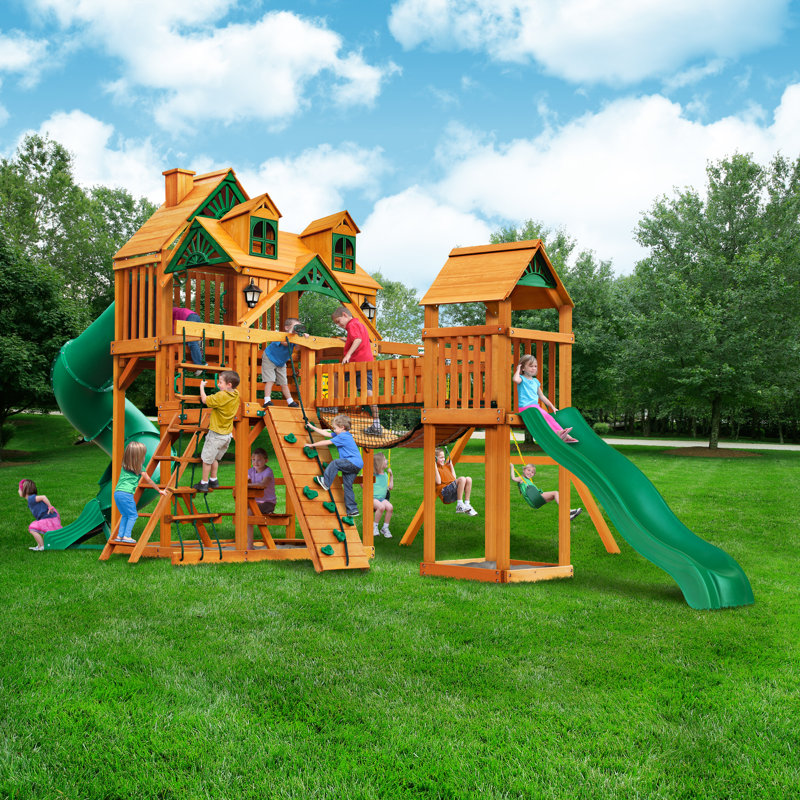 Gorilla Playsets Treasure Trove I Swing Set With Wood Roof