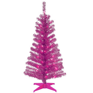 3 4 Foot Pink Christmas Trees You Ll Love Wayfair Tinsel Trees 4 Pink Artificial Christmas Tree With Plastic Stand
