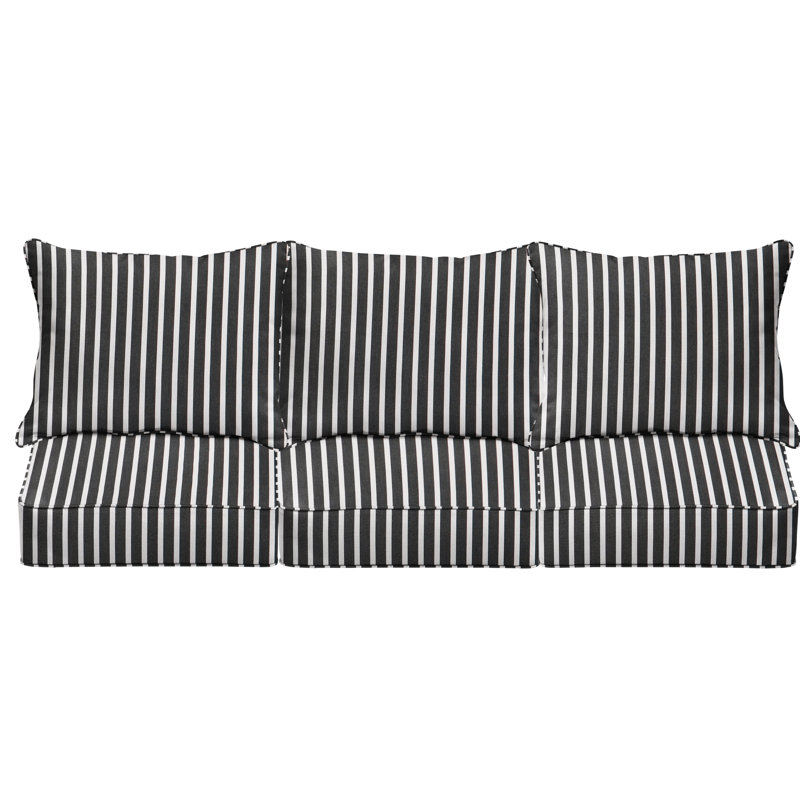 Mozaic Company 6 Piece Deep Seating Striped Indoor Outdoor Sunbrella Sofa Cushion Set