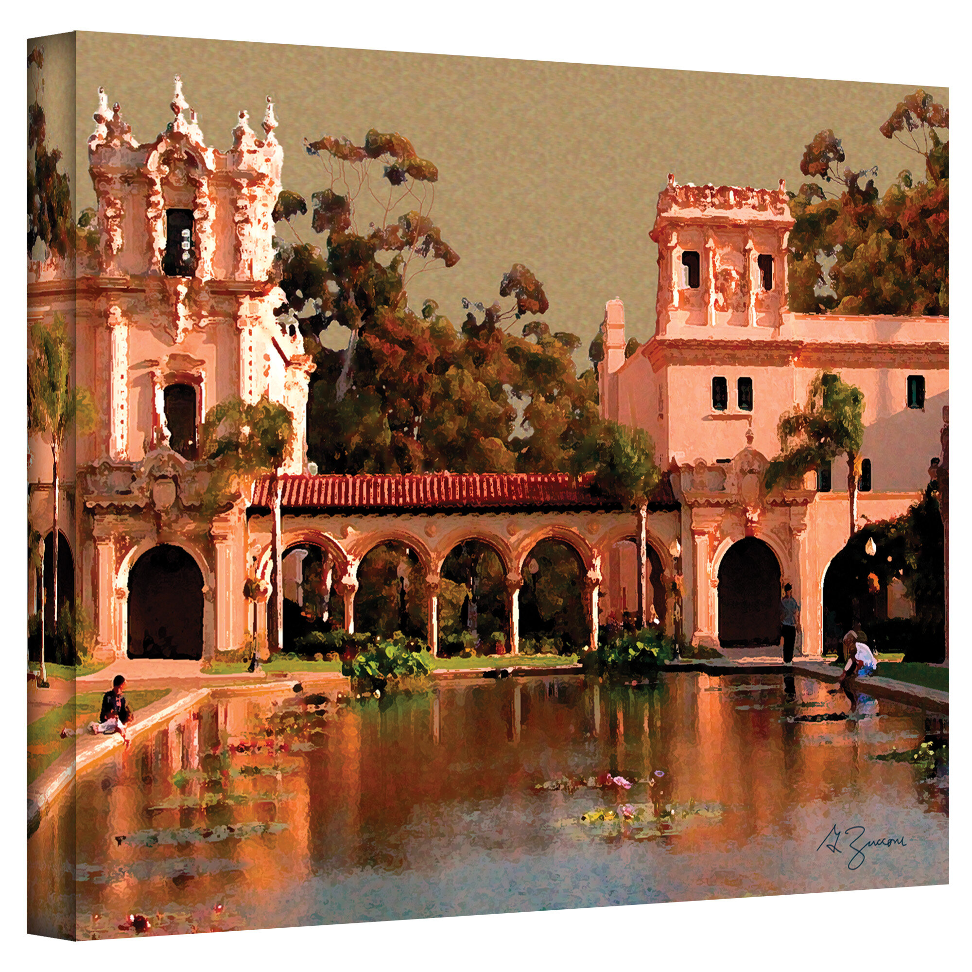 24 x 32 ArtWall 4 Piece George Zucconis Lily Pond Balboa Park Floater Framed Canvas Set 