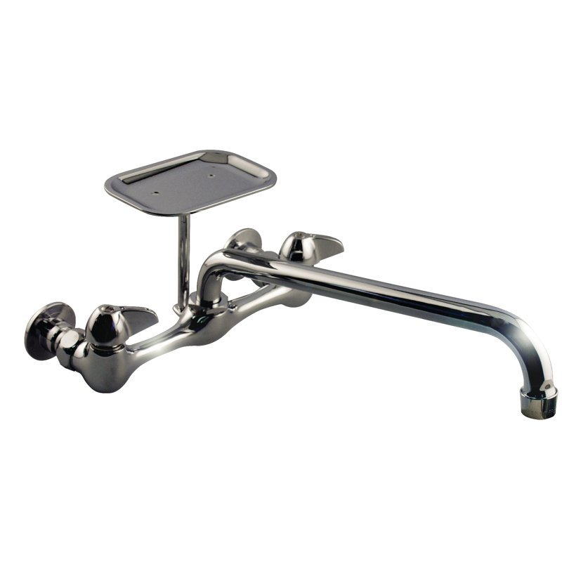 Aqua Plumb Double Handle Wall Mount Laundry Faucet with Cast Spout and