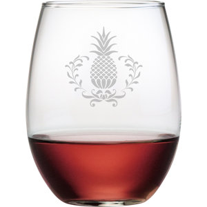 Pineapple Wreath 21 oz. Stemless Wine Glass (Set of 4)