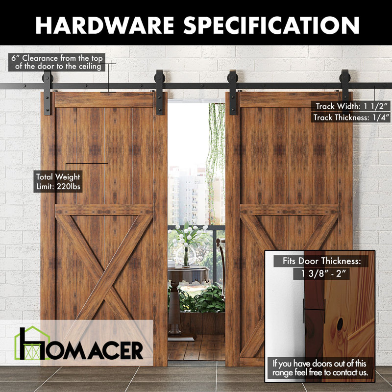 Vancleef Classic Design Standard Double Track Barn Door Hardware Kit Reviews Wayfair