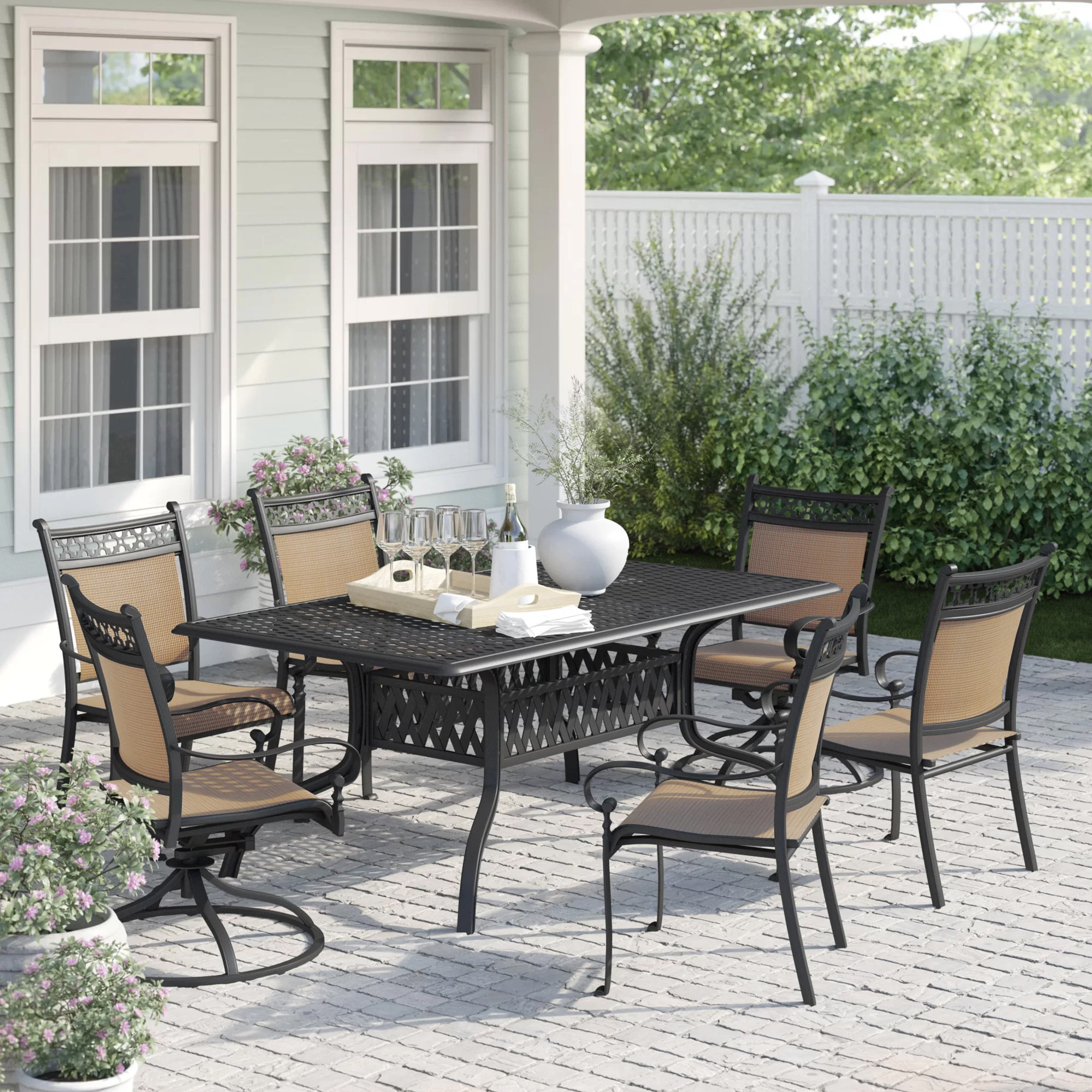 Sol 72 Outdoor Curacao Traditional 7 Piece Dining Set Wayfair Curacao Traditional 7 Piece Dining Set