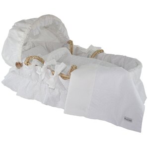 White Eyelet Moses Basket Bedding Set