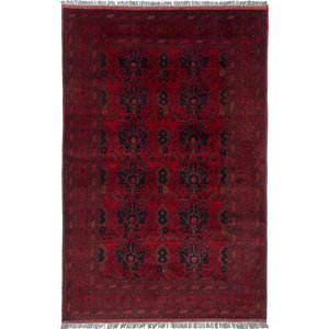 One-of-a-Kind Bouldercombe Hand-Knotted Rectangle Dark Red Area Rug