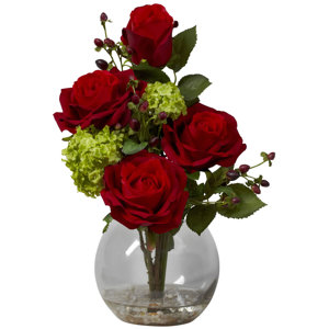 Silk Rose & Hydrangea with Vase