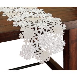 Shimmer Snowflake Embroidered Cutwork Table Runner