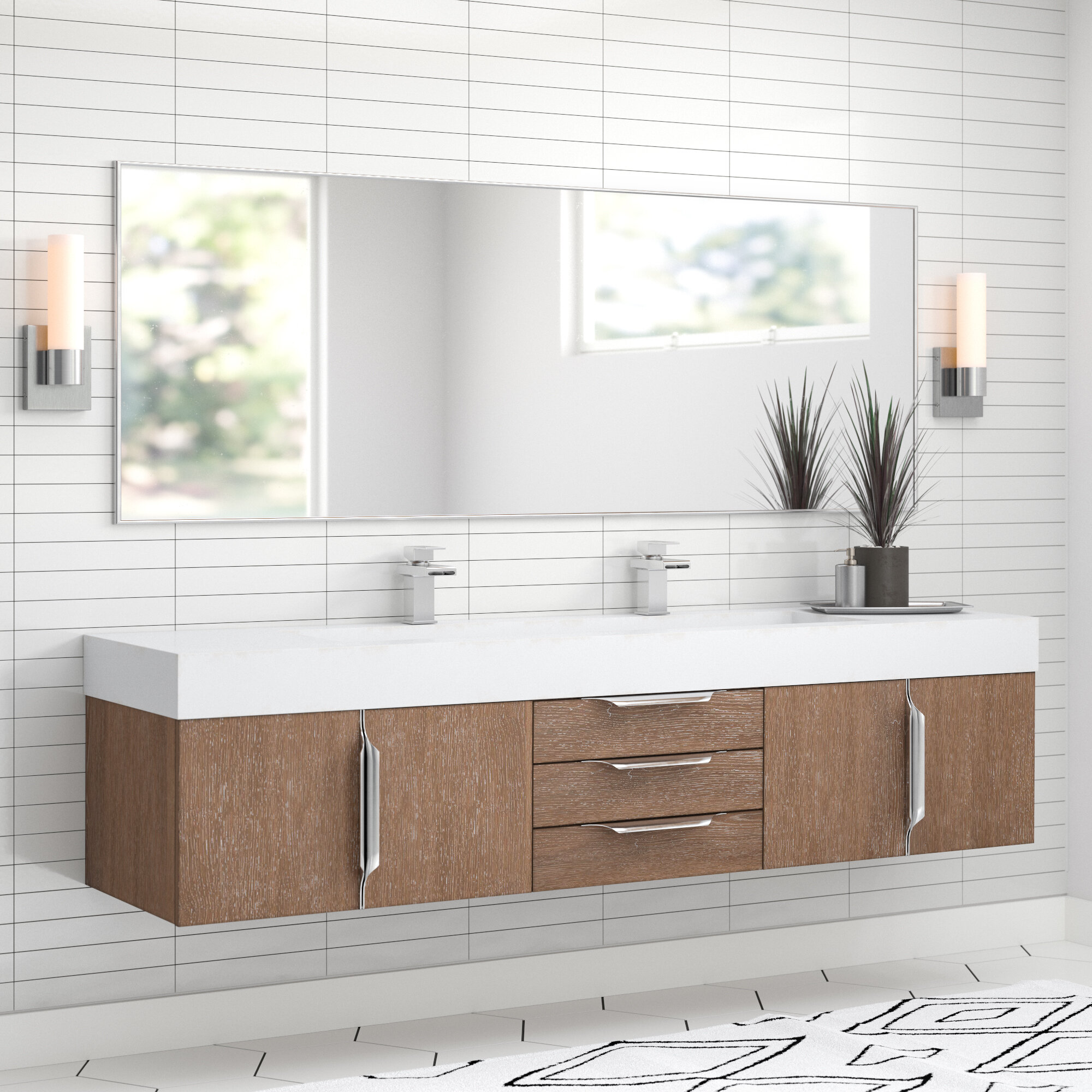 Fika 72 Wall Mounted Double Bathroom Vanity Set Reviews Allmodern