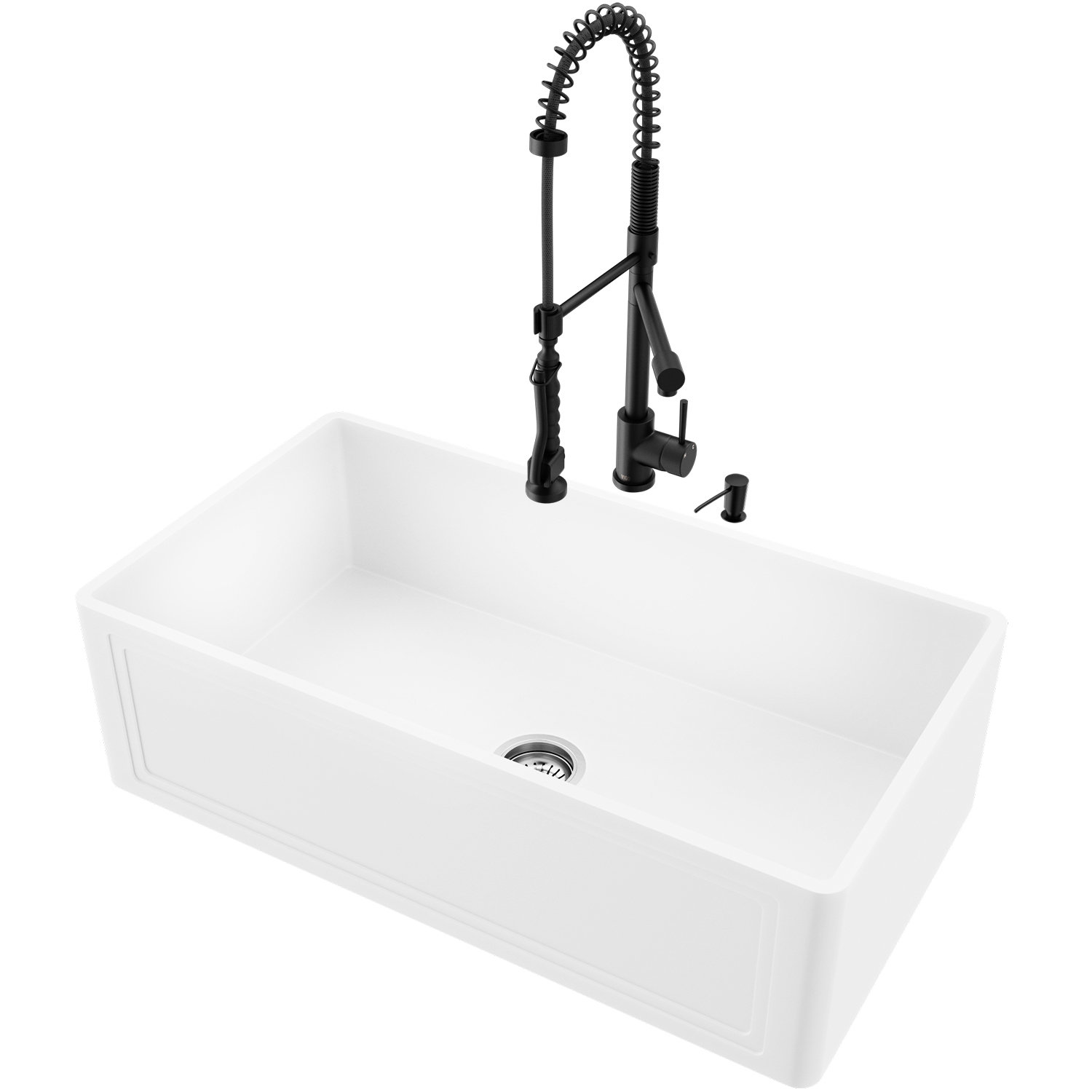 Vigo Matte Stone 33 L X 18 W Farmhouse Kitchen Sink With Faucet