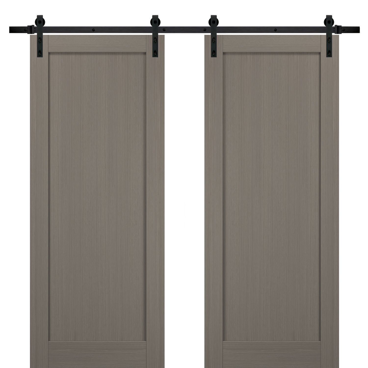 Sartodoors Sliding Double Barn Doors 56 X 96 With Hardware Quadro 4111 Grey Ash Top Mount 13ft Rail Sturdy Set Kitchen Wooden Solid Panel Interior Bedroom Bathroom Door Wayfair