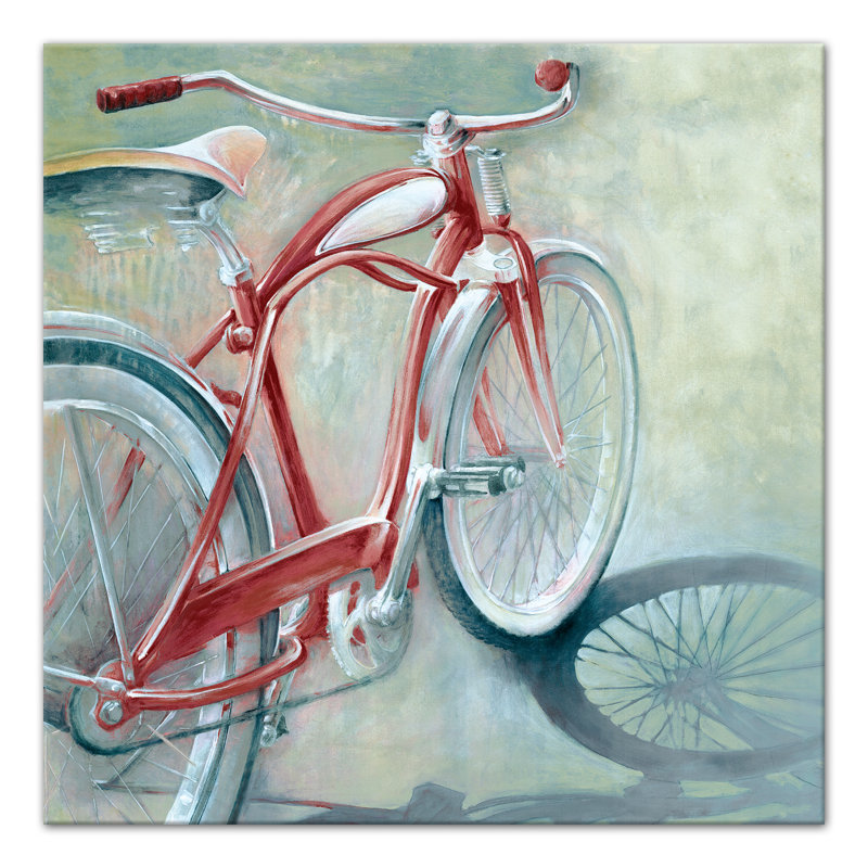 Red Barrel Studio Red Bicycle Painting Acrylic Painting Print On