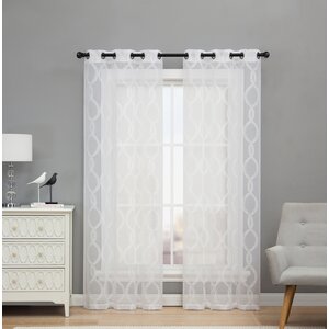 Braelynn Geometric Sheer Rod Pocket Curtain Panels