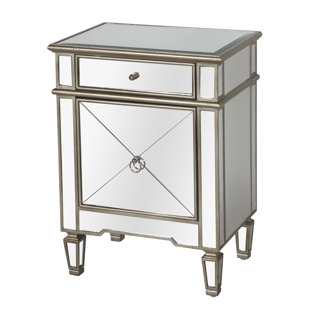 Review Mirrored 1 Drawer Nightstand by Worlds Away