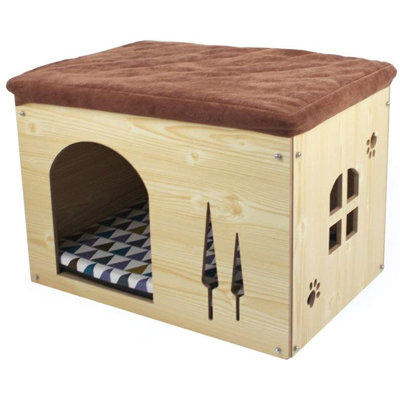 Cat Condos For Cats  Cat Shelter Cat House For Indoor Cats Dog House Dog Kennel For Small Dogs Footstool And Ottoman Small Natural Wood Tucker M