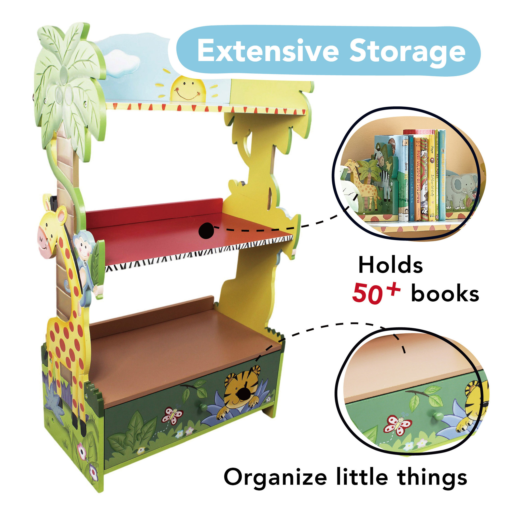 Fantasy Fields by Teamson Sunny Safari Children's 118.75cm Bookcase