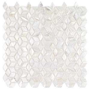 Pacif Random Sized Glass Pearl Shell Mosaic Tile in Polished White/Pearl