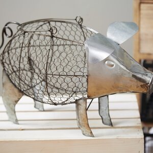 Pig Basket Figurine