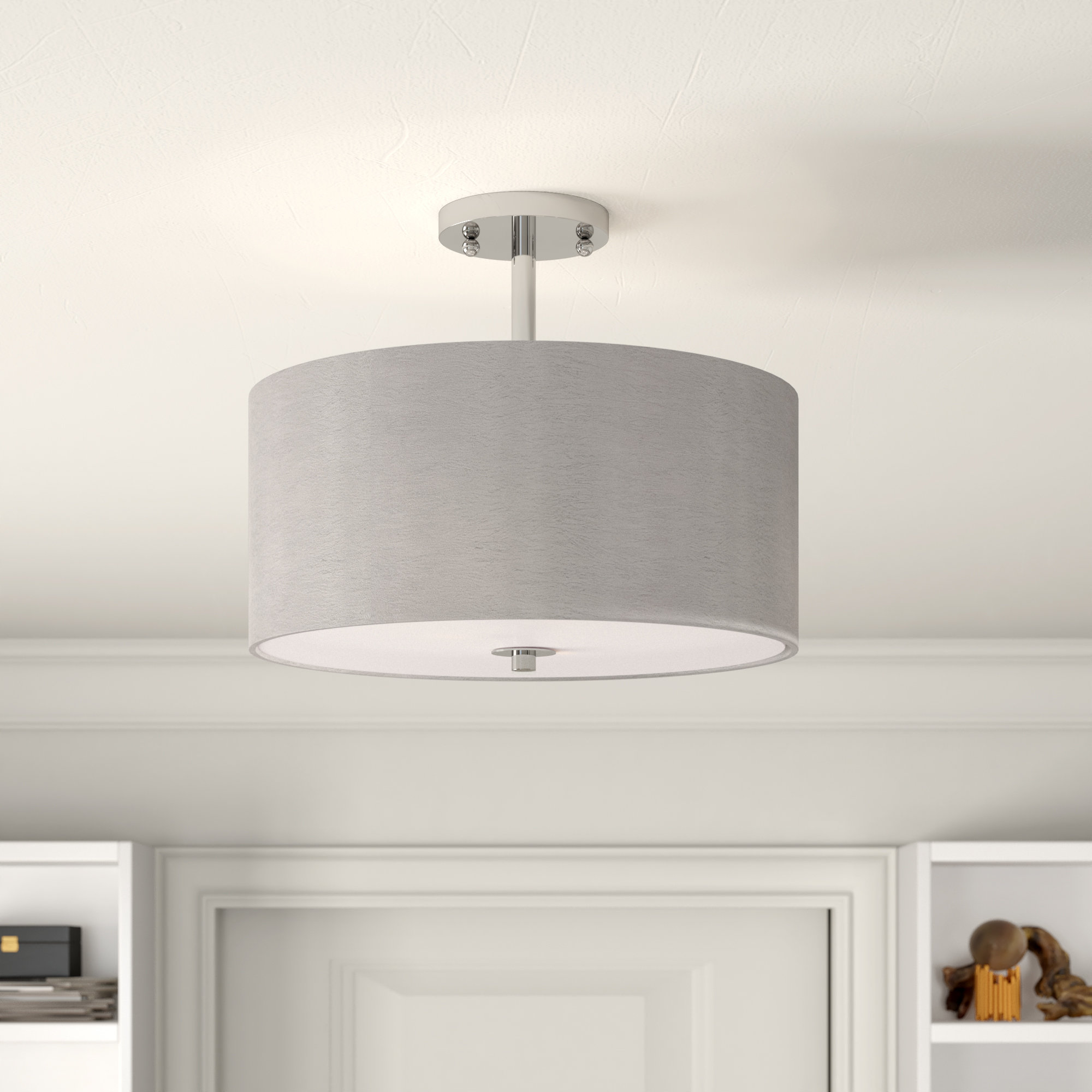 Mercury Row Timaios 3 Light 16 Shaded Drum Semi Flush Mount Mercury Row Timaios 3 Light 16 Shaded