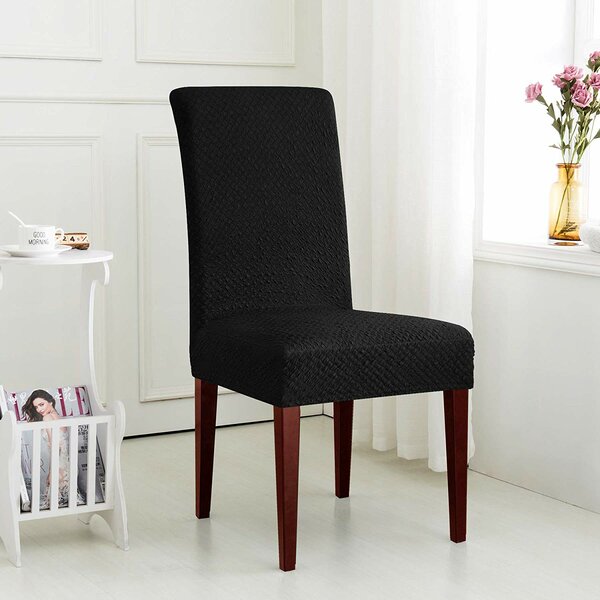 Seersucker Jacquard Fabric Stretch Box Cushion Dining Chair Slipcover (Set Of 4) By Latitude Run
