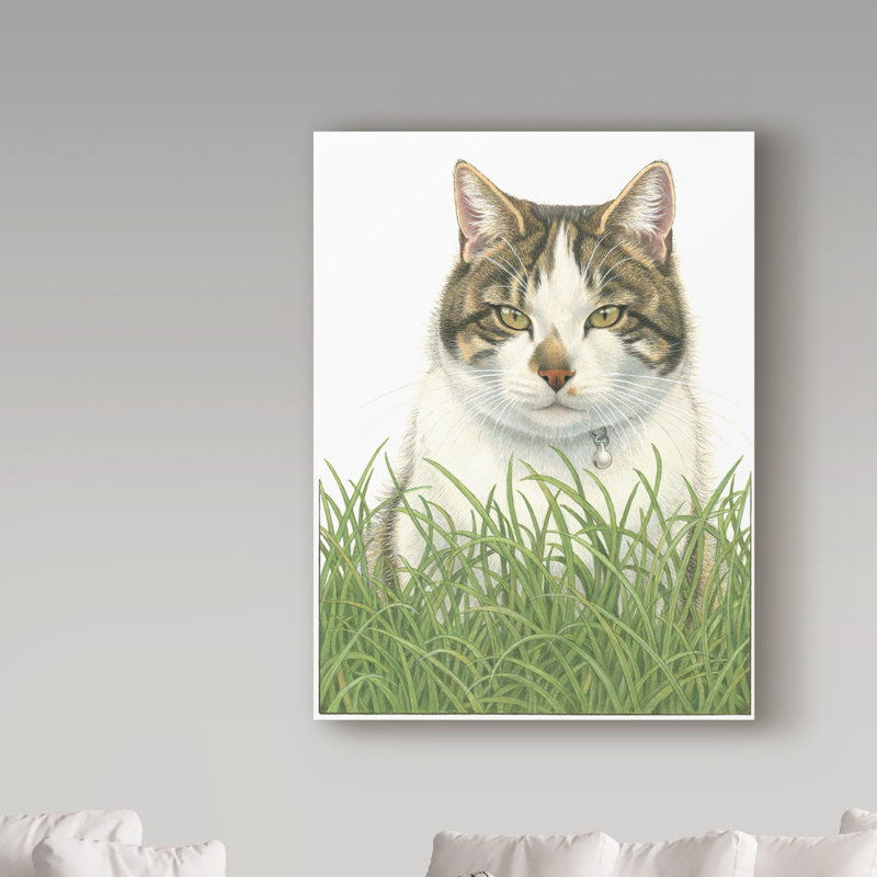 Trademark Art Cat In Tall Grass Acrylic Painting Print On