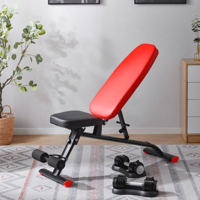 Adjustable Bench,Utility Weight Bench For Full Body Workout- Multi-Purpose Foldable Incline/Decline Bench (Red And Black) Dapota